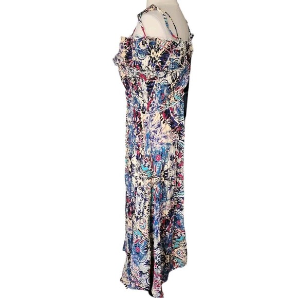 Anthropologie Maxi Dress Womens Large Boho Beach Smocked Gauze Multicolor NWT - Picture 3 of 8